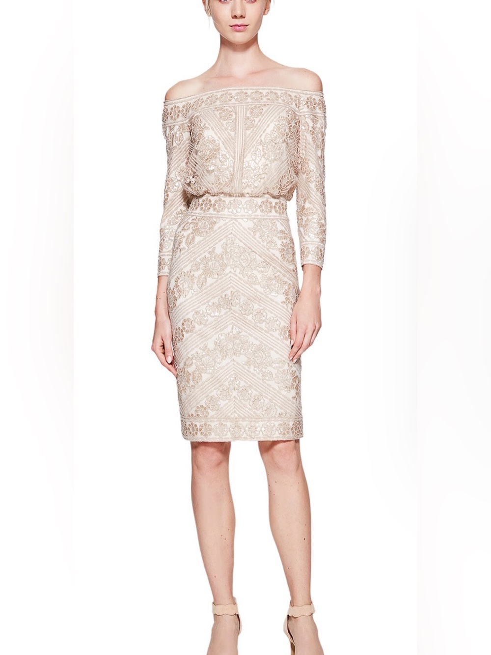 EUC Tadashi Shoji MERIDA OFF-THE-SHOULDER DRESS mother of the bride SZ 2
